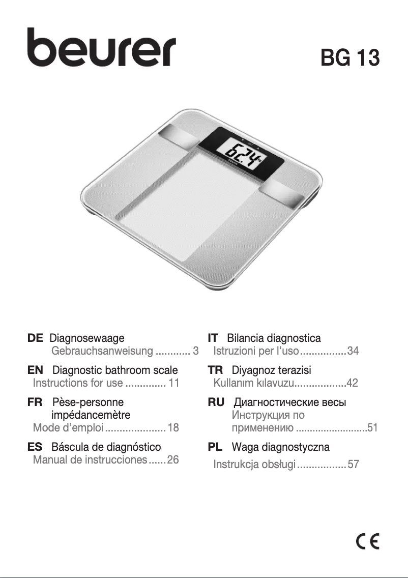 Page 1 de la notice Manuel utilisateur Beurer BG 13