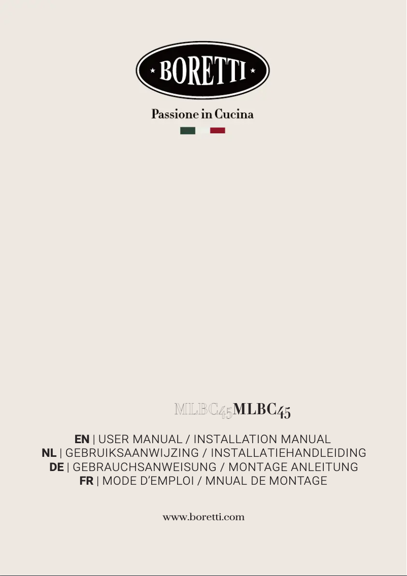 Page 1 de la notice Manuel utilisateur Boretti MLBC45ZW