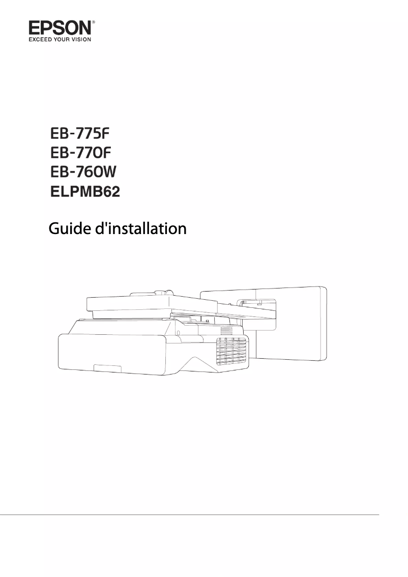 Page 1 de la notice Guide d'installation Epson PowerLite EB-775F