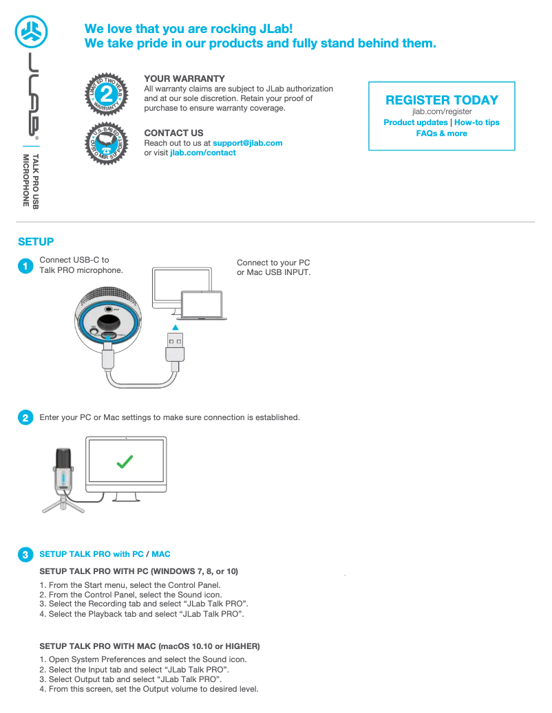 Image de la première page du manuel de l'appareil Talk Pro