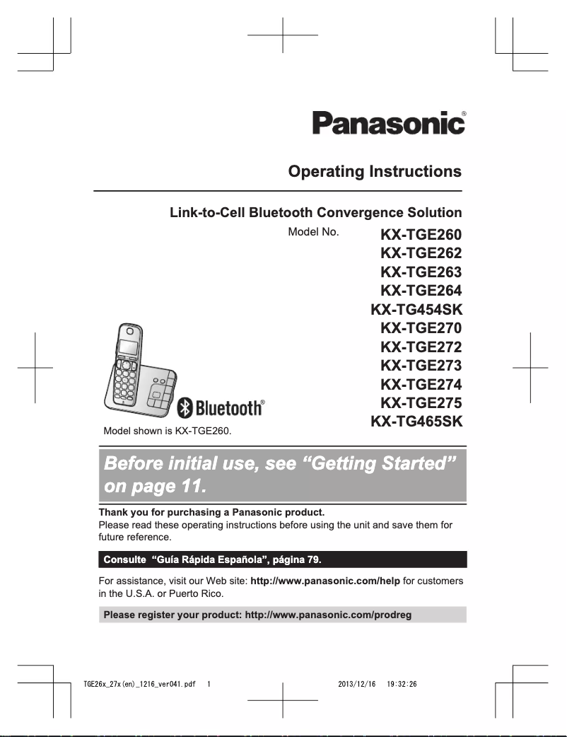 Page 1 de la notice Manuel utilisateur Panasonic KX-TG465SK