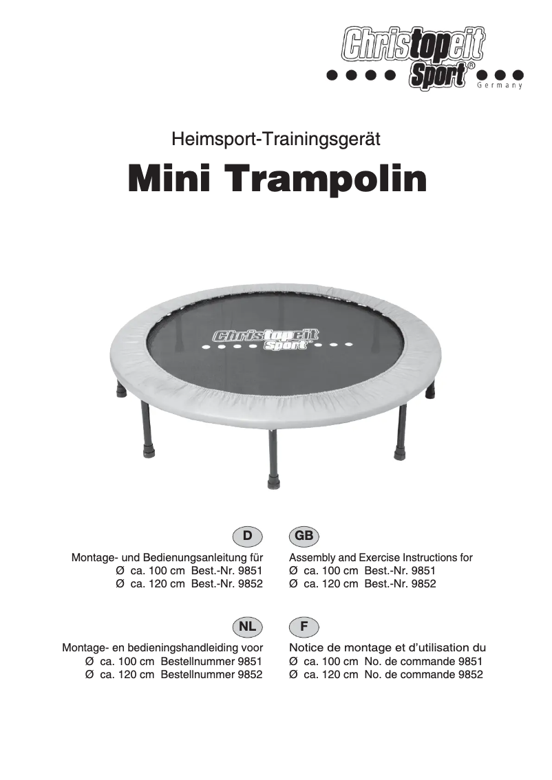 Page n°1 - Manuel utilisateur Christopeit Trampolin