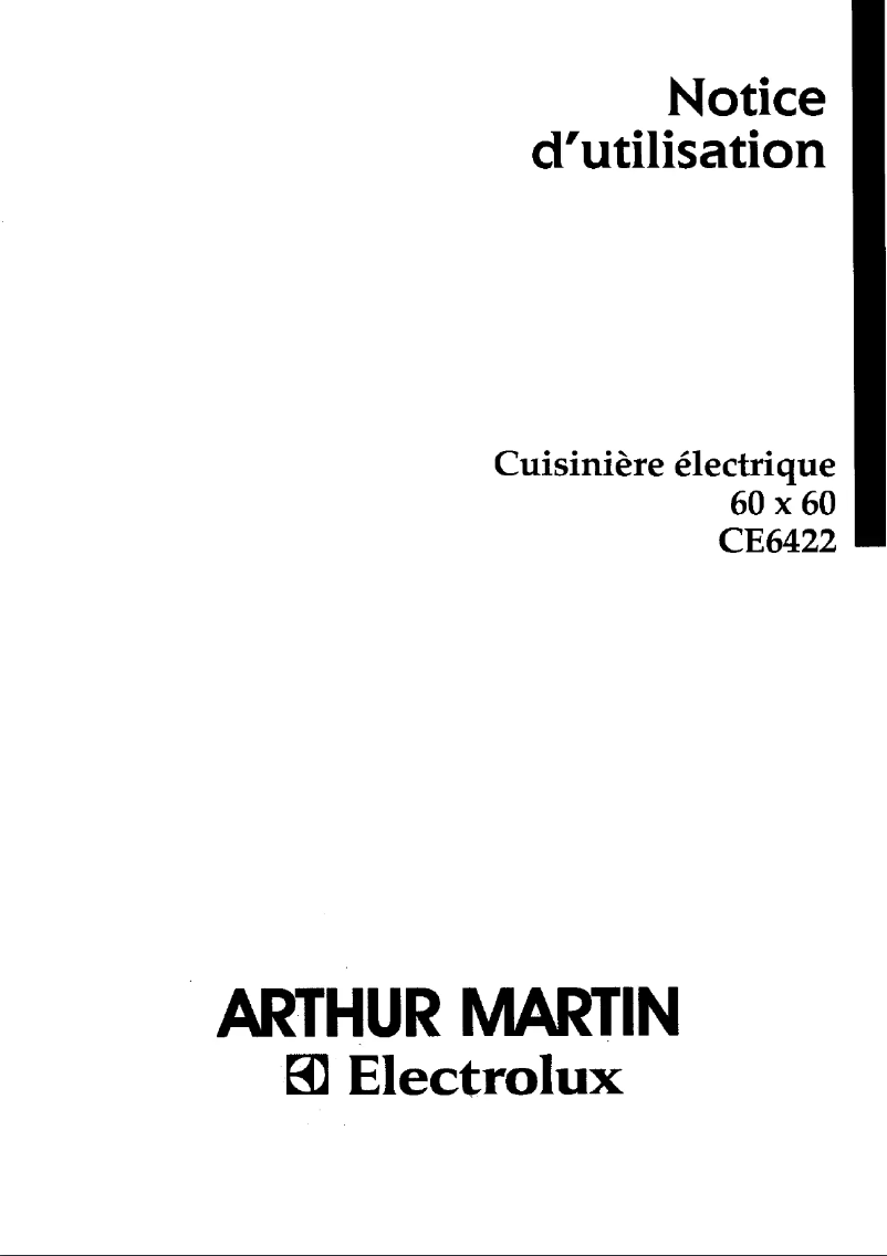 Page 1 de la notice Manuel utilisateur Arthur Martin-Electrolux CE6422