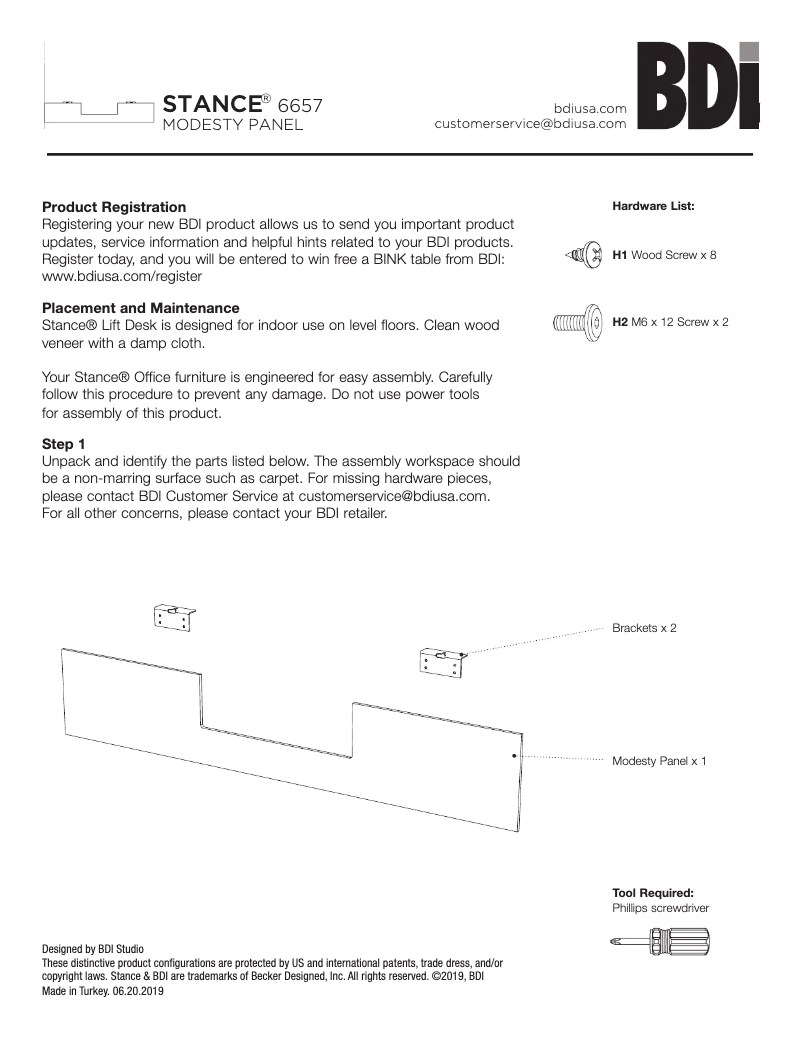 Page n°1 - Instructions / montage BDI Stance 6657