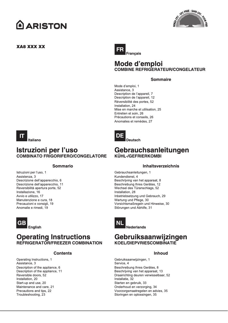 Page 1 de la notice Manuel utilisateur Indesit XI9 T2I W
