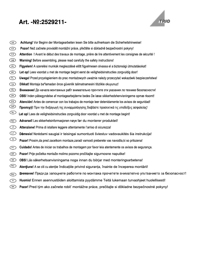 Page 1 de la notice Manuel utilisateur Trio Lighting Torcia