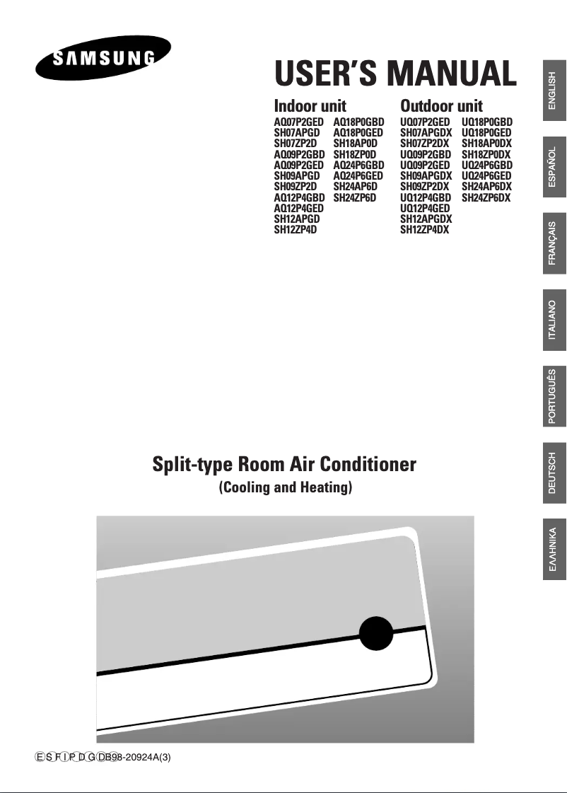 Page n°1 - Manuel utilisateur Samsung SH18AP0DX
