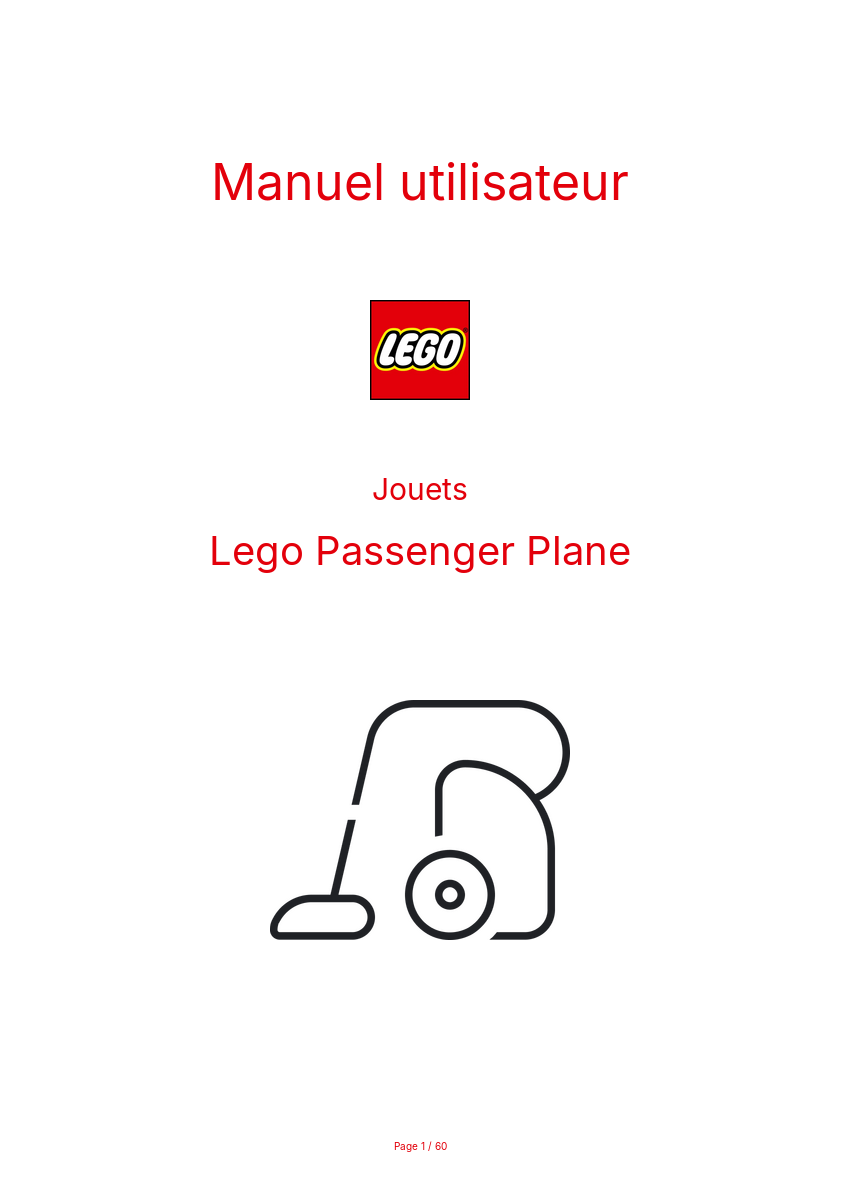 Page n°1 - Manuel utilisateur Lego Passenger Plane