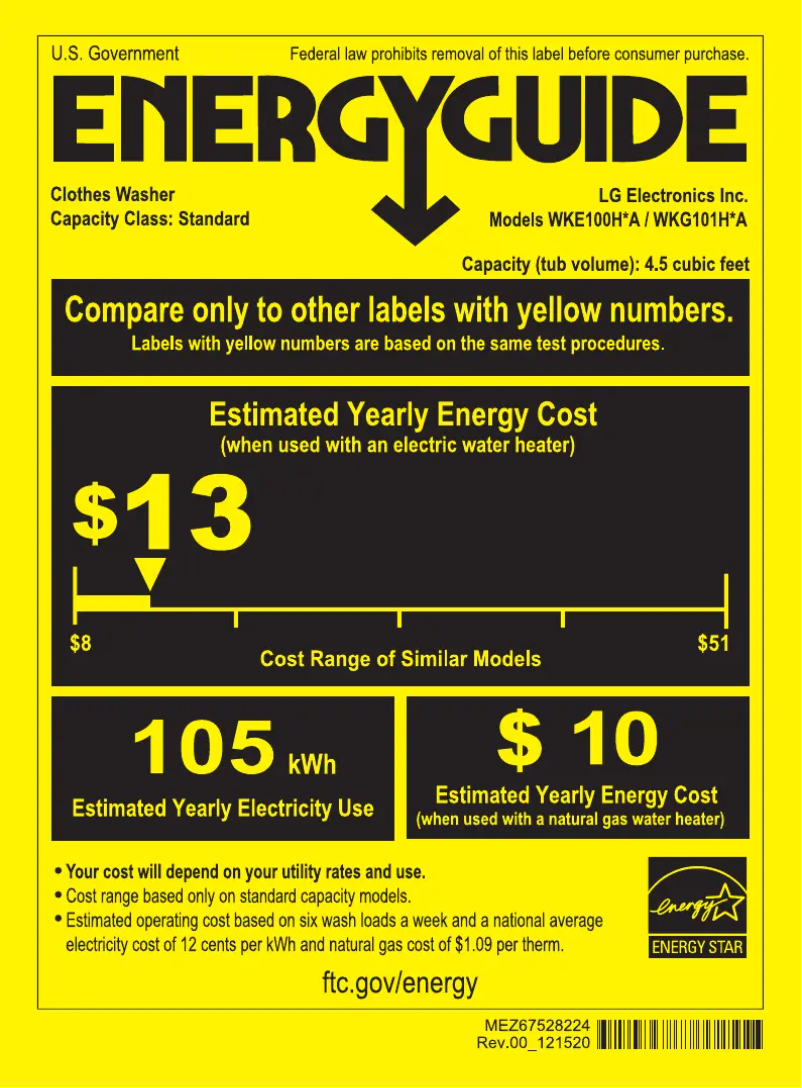 Page n°1 - Label énergétique LG WKE100HWA