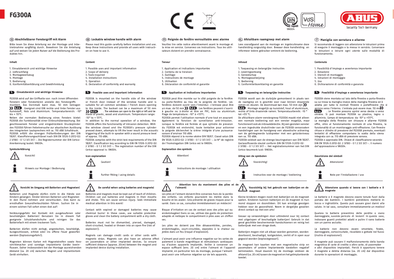 Page 1 de la notice Instructions / montage Abus FG300A