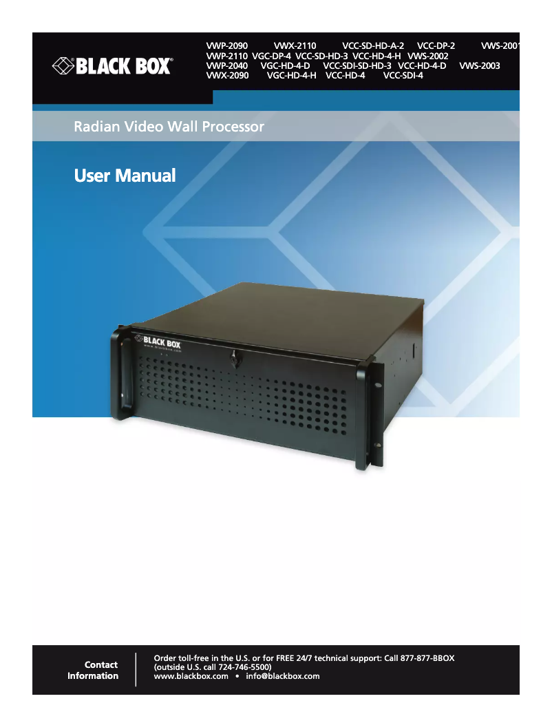 Page 1 de la notice Manuel utilisateur Black Box VWP-2110