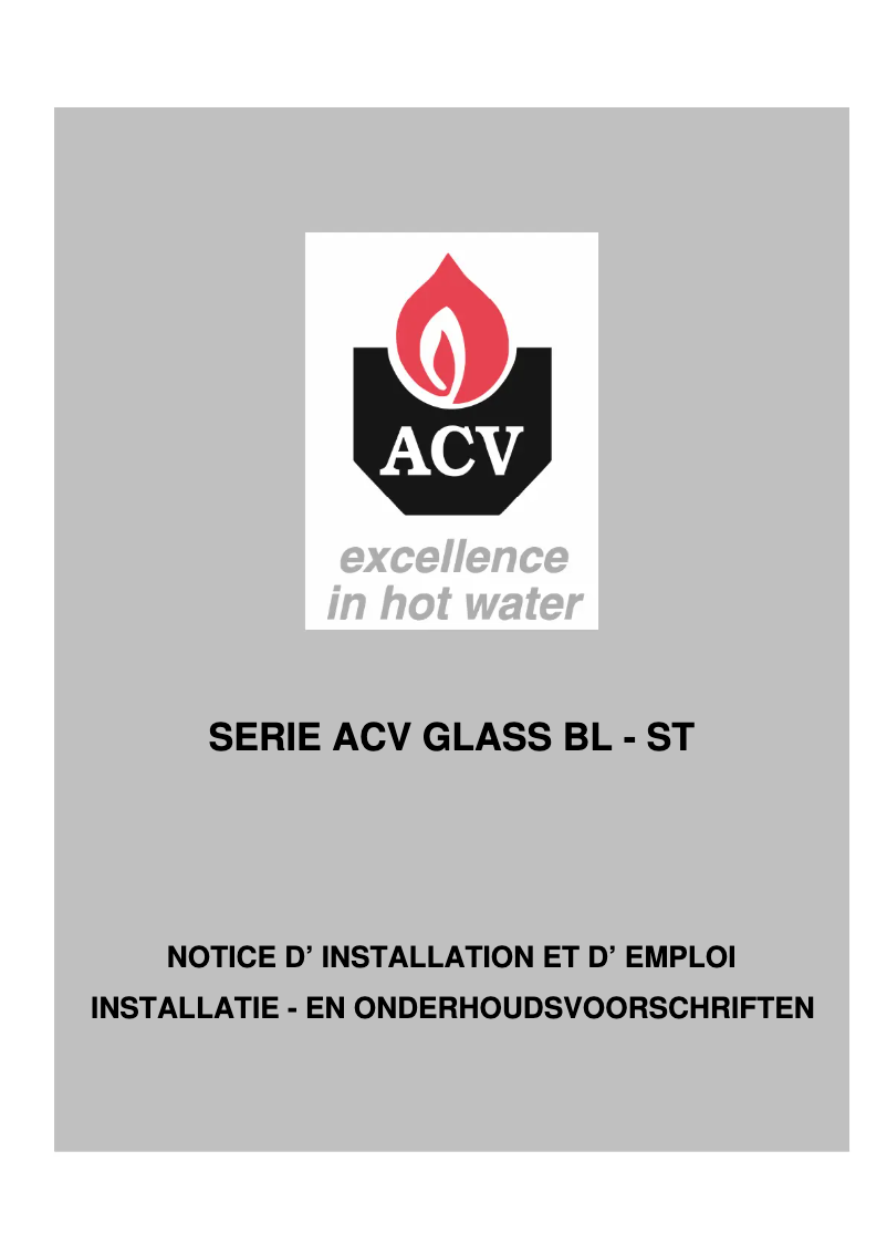 Page 1 de la notice Manuel utilisateur ACV ST 150 M