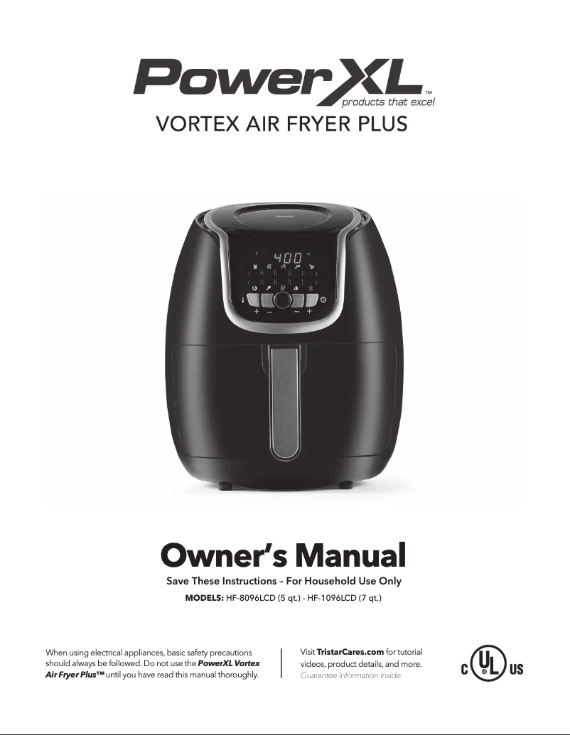 Page n°1 - Manuel utilisateur PowerXL Vortex Air Fryer Plus HF-8096LCD