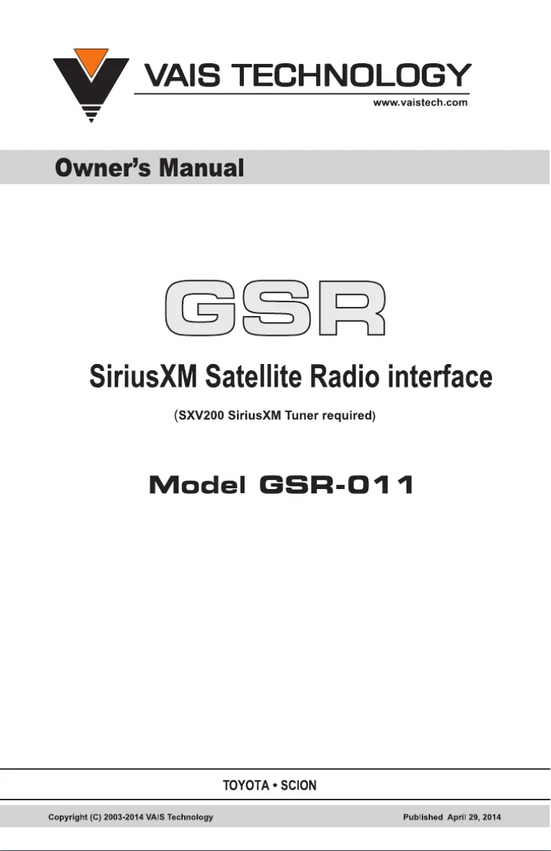 Image de la première page du manuel de l'appareil GSR-011