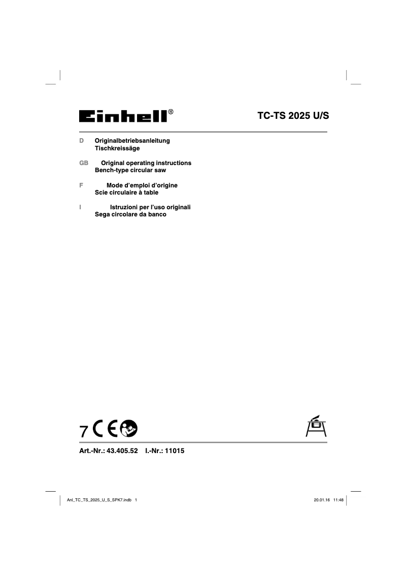Image de la première page du manuel de l'appareil TC-TS 2025 U/S