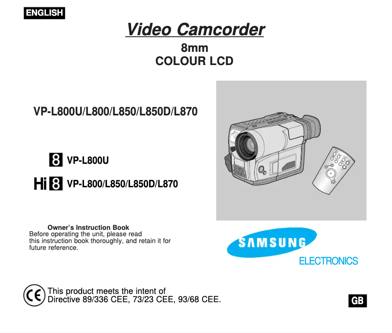 Image de la première page du manuel de l'appareil VP-L800