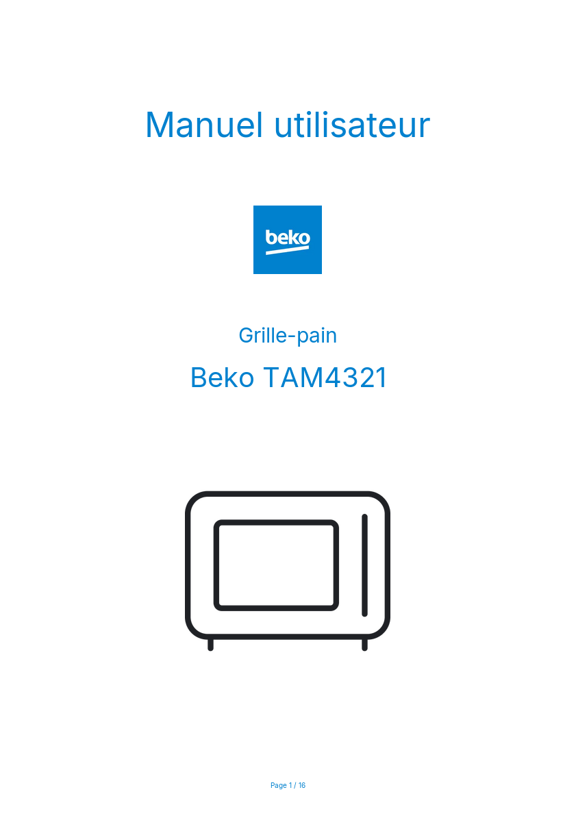 Page n°1 - Manuel utilisateur Beko TAM4321