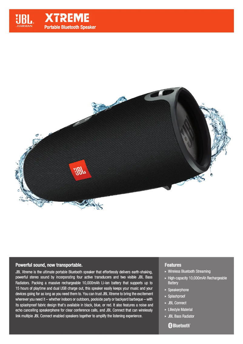 Página 1 del manual Ficha técnica JBL OnBeat Xtreme