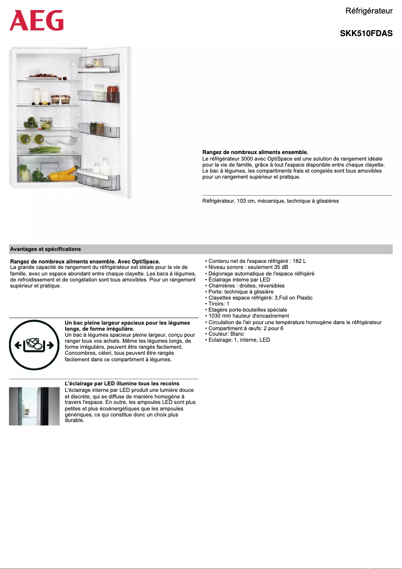 Page n°1 - Fiche technique AEG SKK510FDAS