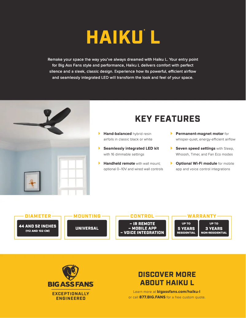 Page n°1 - Fiche technique Big Ass Fans HAIKU L