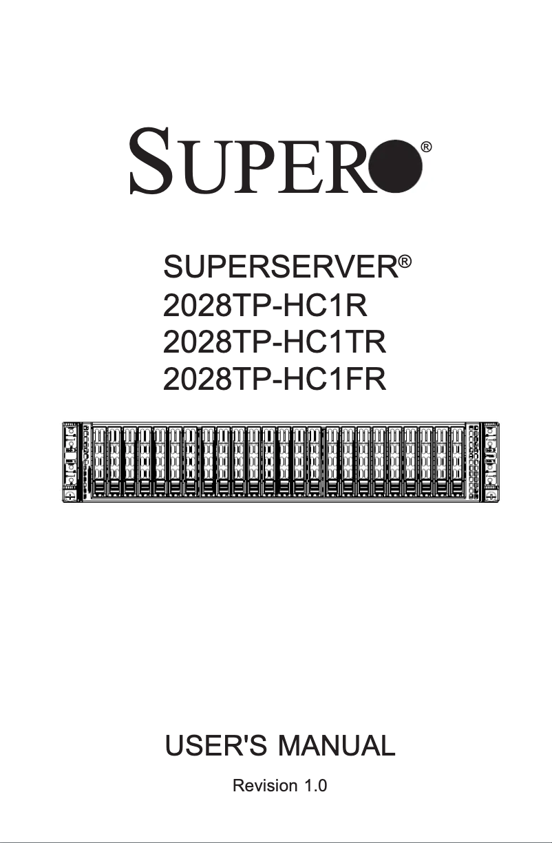 Page 1 de la notice Manuel utilisateur Supermicro SuperServer 2028TP-HC1FR
