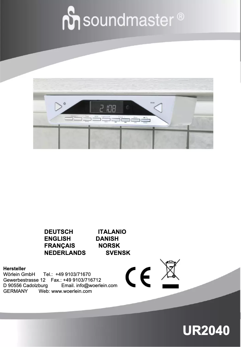 Page 1 de la notice Manuel utilisateur Soundmaster UR2040