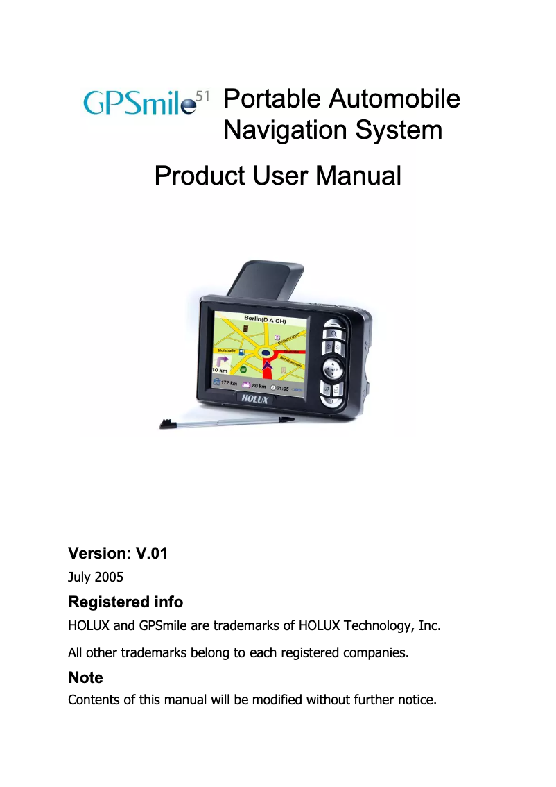 Page n°1 - Manuel utilisateur Holux GPSmile 51B