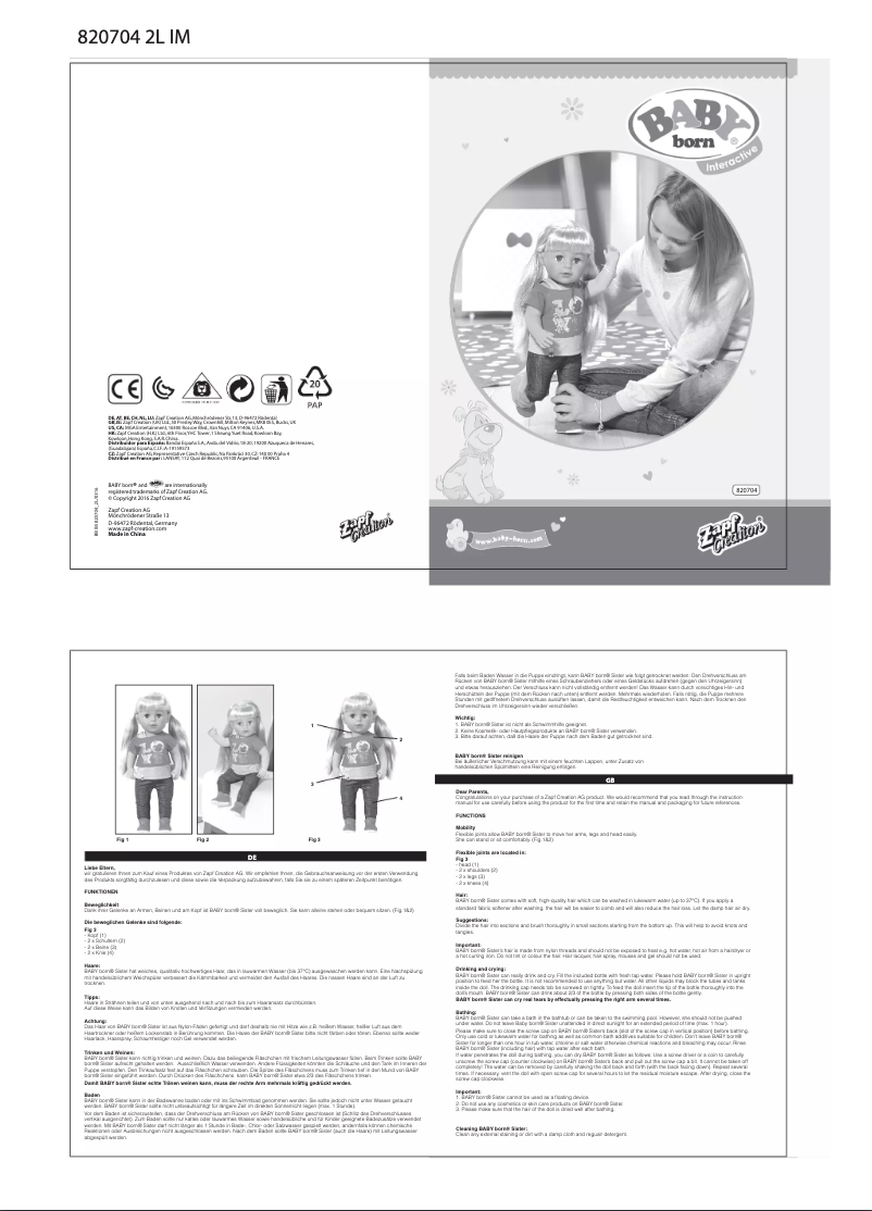 Page 1 de la notice Manuel utilisateur BABY born 820704