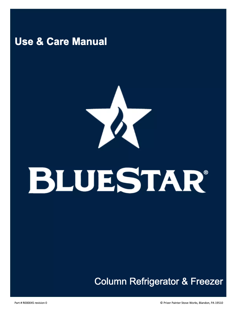 Page n°1 - Manuel d'utilisation et d'entretien BlueStar BIR24R0