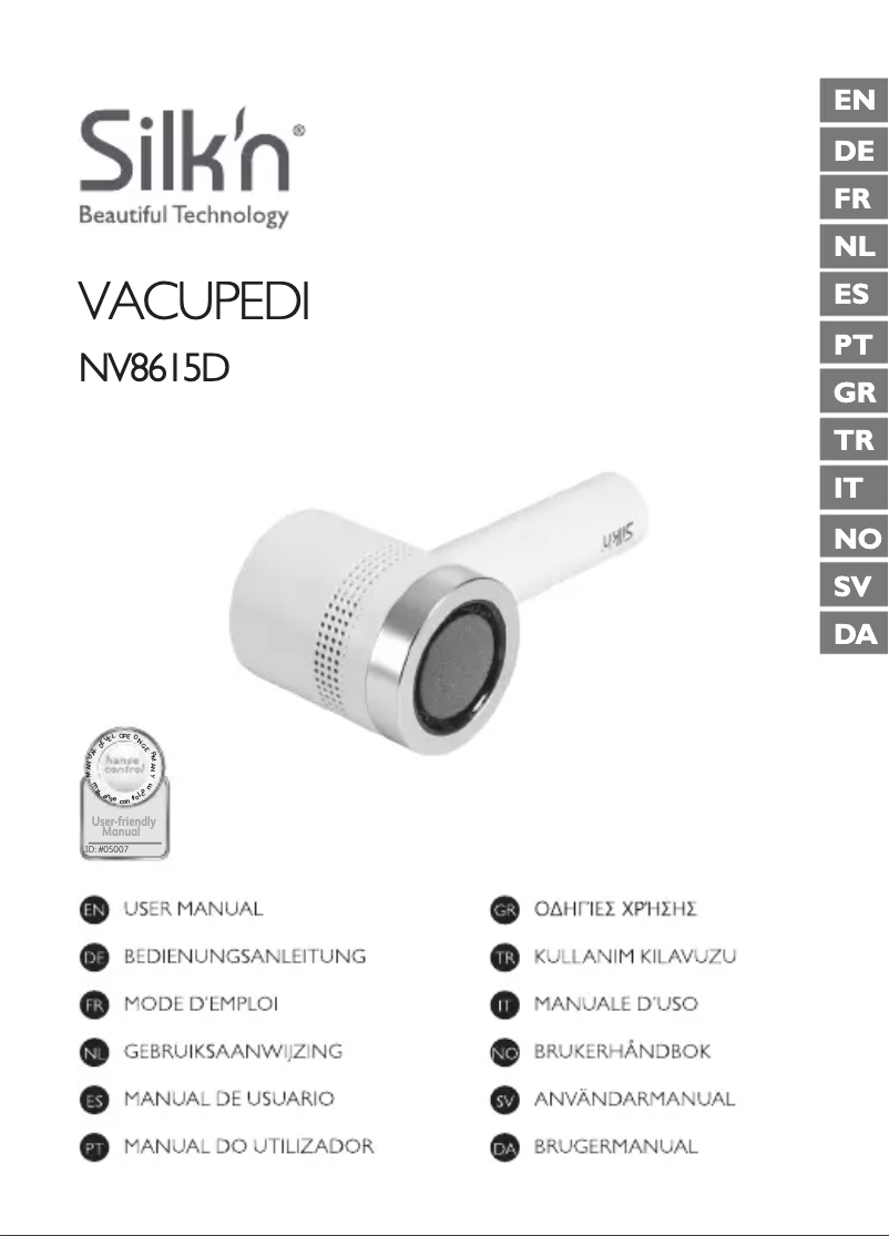 Page 1 de la notice Manuel utilisateur Silk'n VacuPedi NV8615D