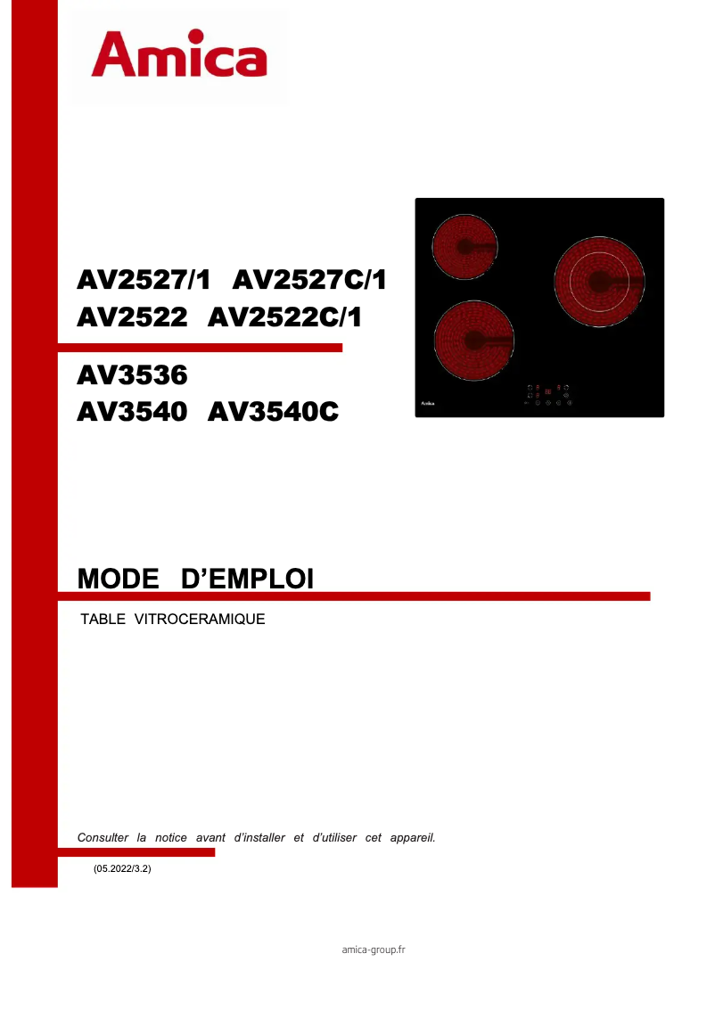 Image de la première page du manuel de l'appareil AV3540