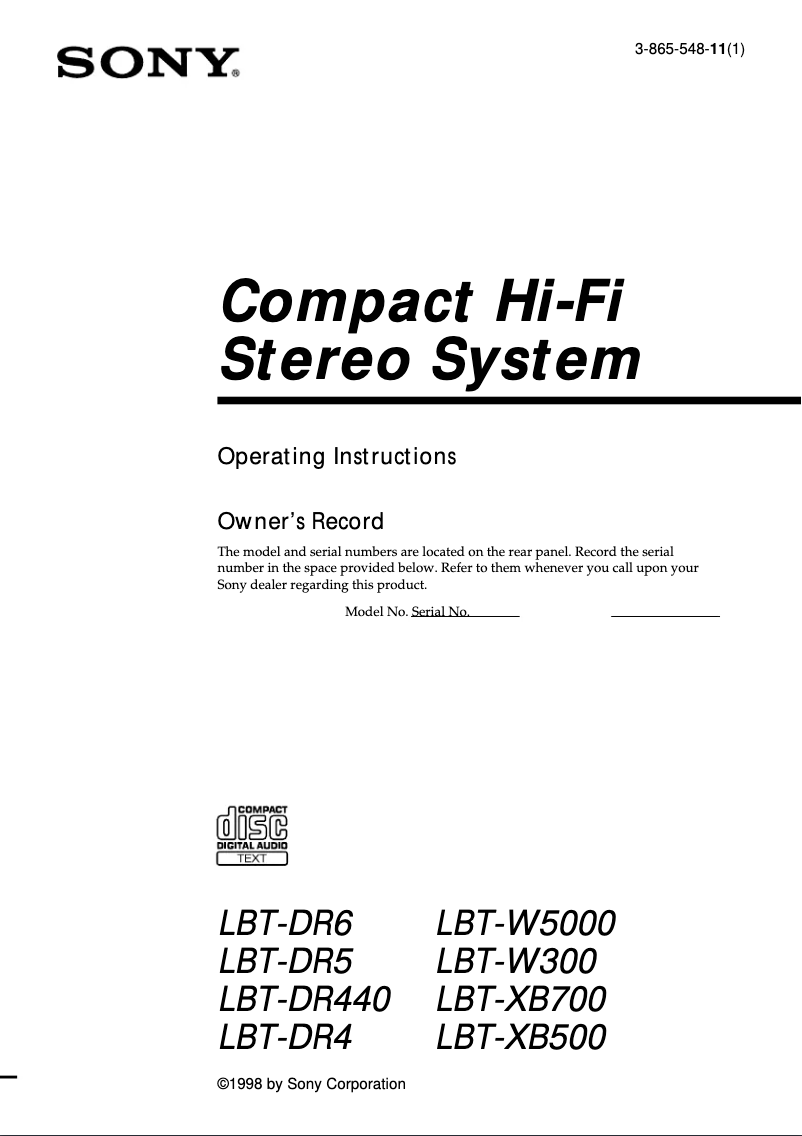 Página 1 del manual Manual de usuario Sony LBT-W300