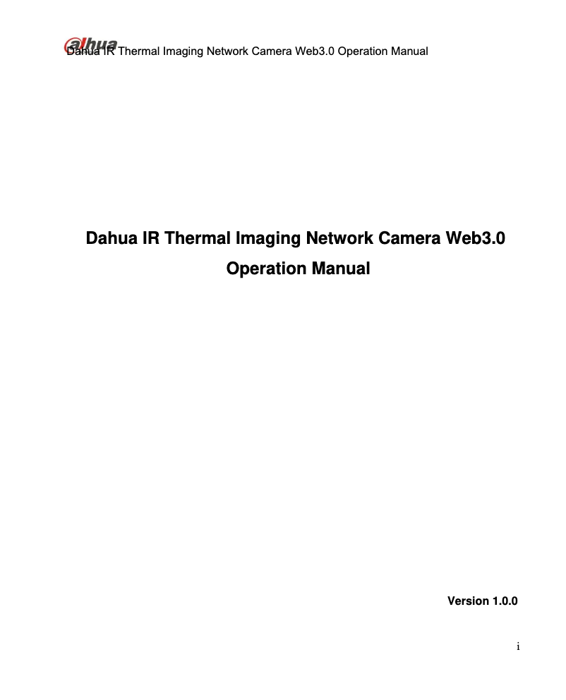 Page n°1 - Manuel utilisateur Dahua Technology DH-TPC-BF5400N-B