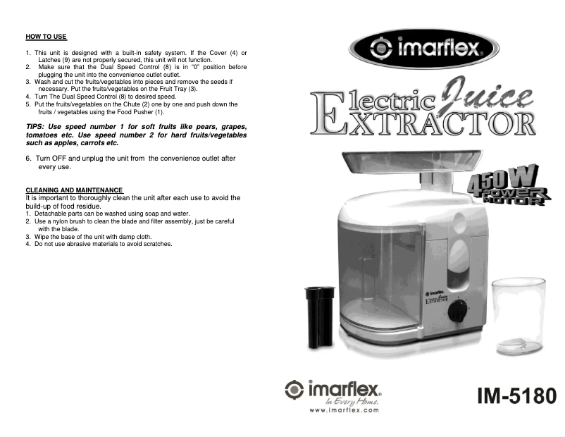 Page 1 de la notice Manuel utilisateur Imarflex IM-5180