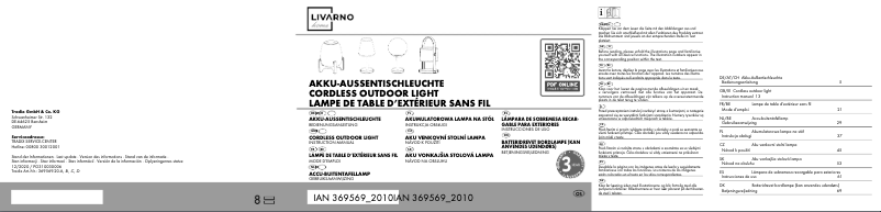 Page 1 de la notice Manuel utilisateur Livarno Lux IAN 369569