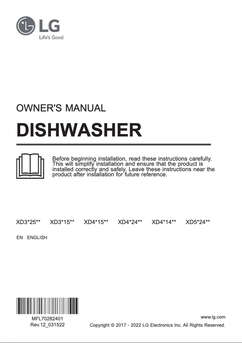 Page 1 de la notice Manuel utilisateur LG XD3A15MB