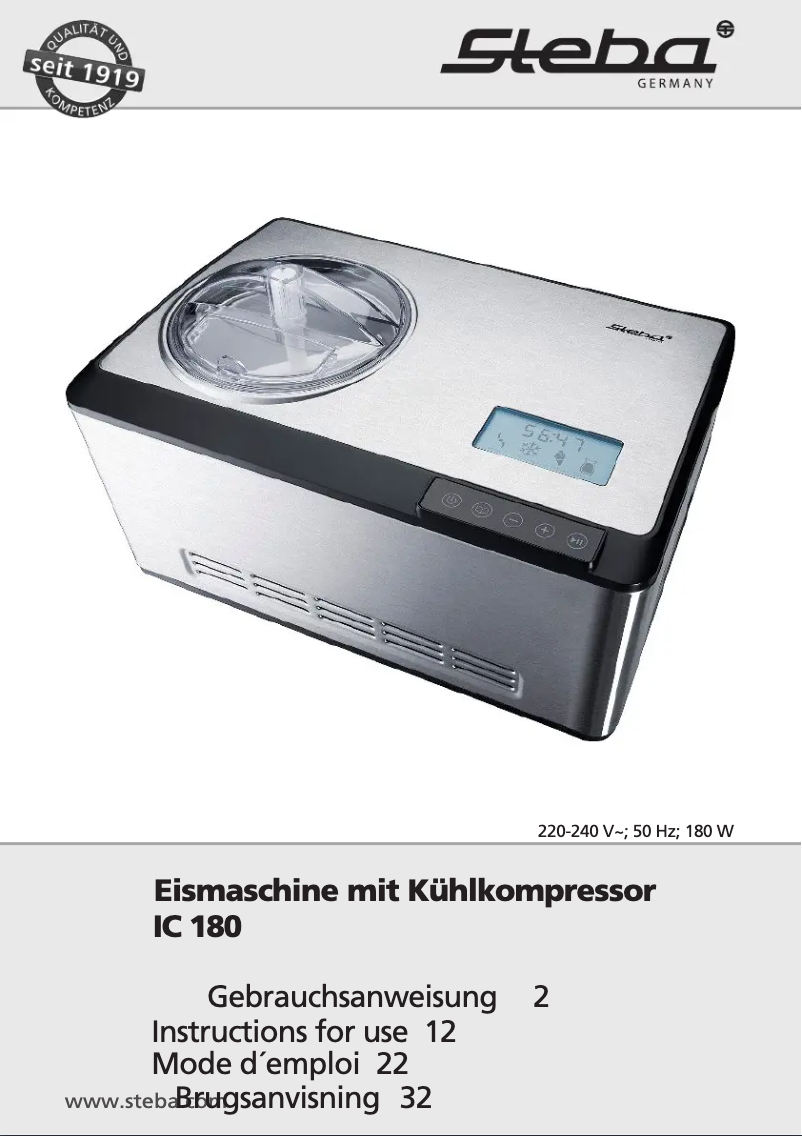 Página 1 del manual Manual de usuario Steba IC 180