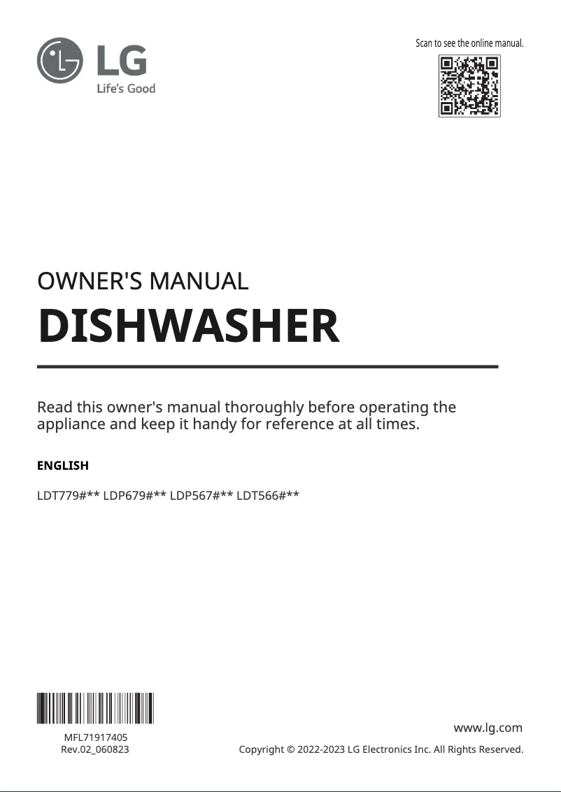 Page 1 de la notice Manuel utilisateur LG LDT5665BD