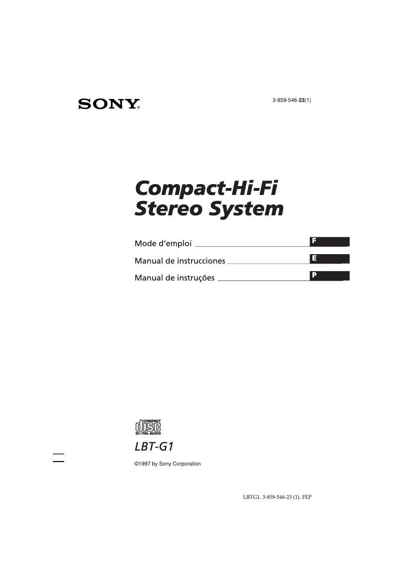 Page 1 de la notice Manuel utilisateur Sony LBT-G1