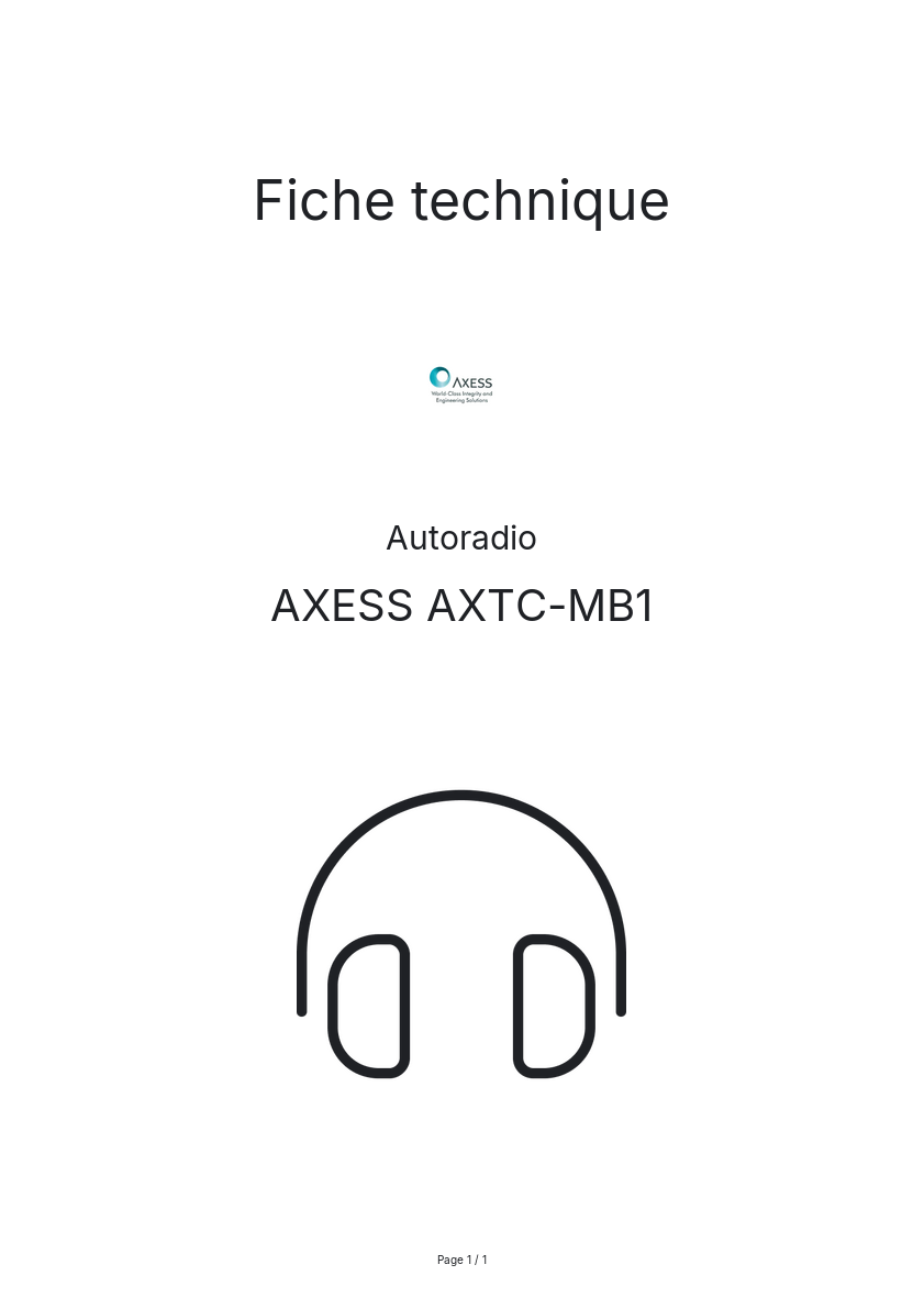 Image de la première page du manuel de l'appareil AXTC-MB1
