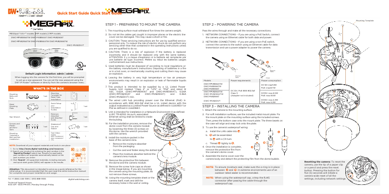Image de la première page du manuel de l'appareil MegaPix IVA+ DWC-MV82WIATW