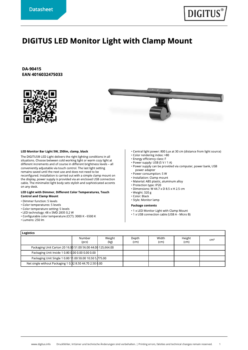 Page n°1 - Fiche technique Digitus DA-90415