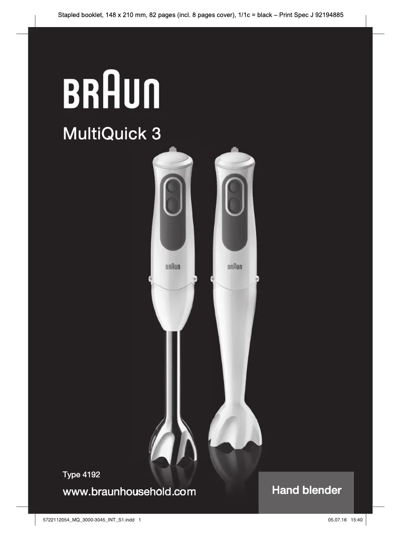 Page 1 de la notice Manuel utilisateur Braun Multiquick 3 MQ 3035 Sauce