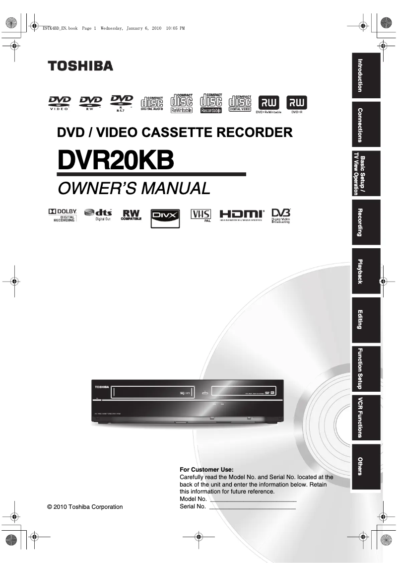 Image de la première page du manuel de l'appareil DVR20DTKB