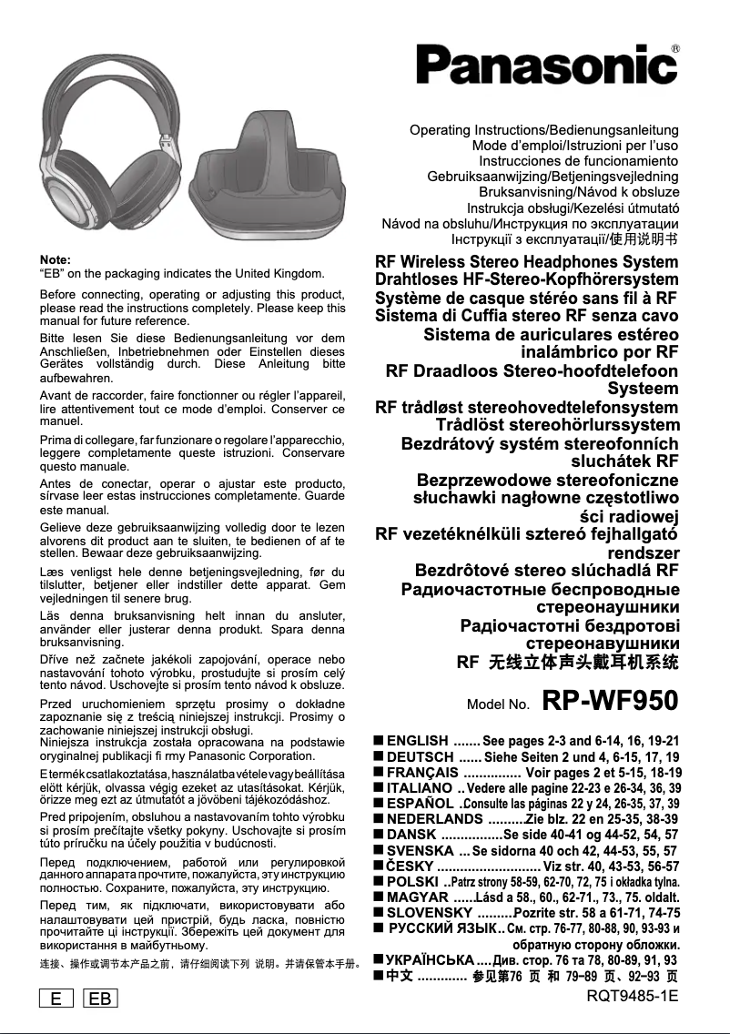 Page n°1 - Manuel utilisateur Panasonic RP-WF950