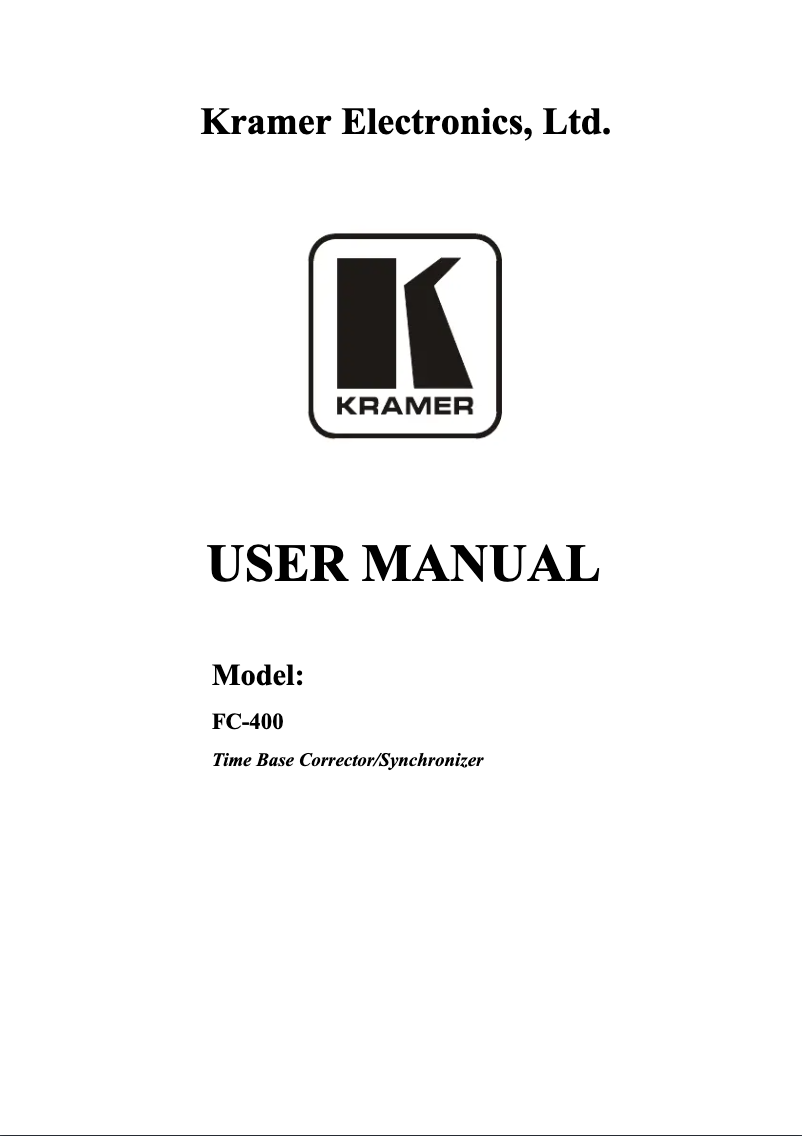 Page n°1 - Manuel utilisateur Kramer FC-400