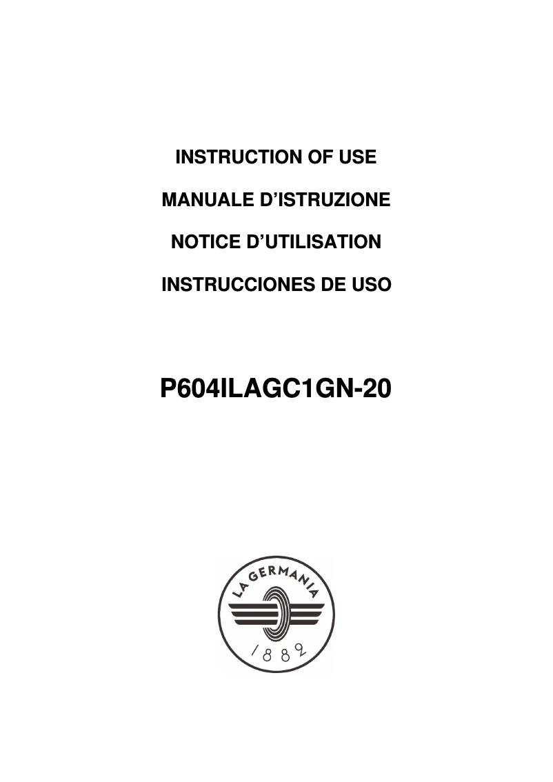Page 1 de la notice Manuel utilisateur La Germania P604ILAGC1GN-20
