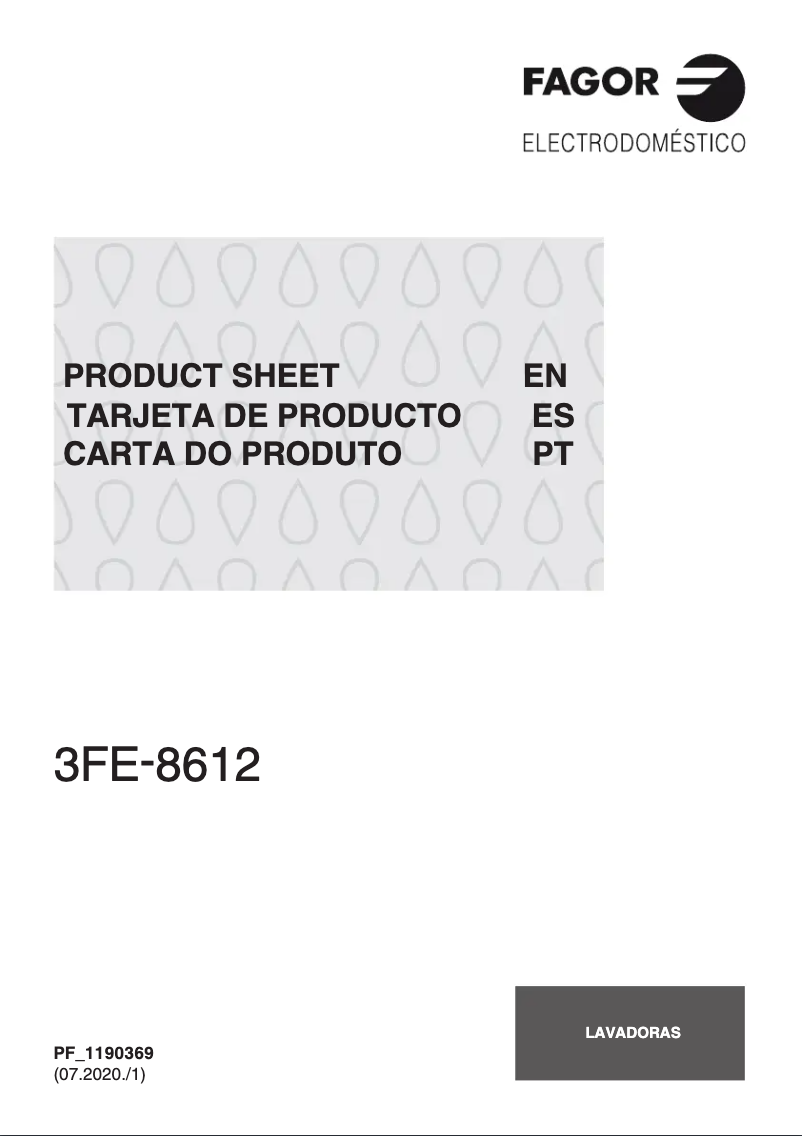 Page 1 de la notice Fiche technique Fagor 3FE-8612