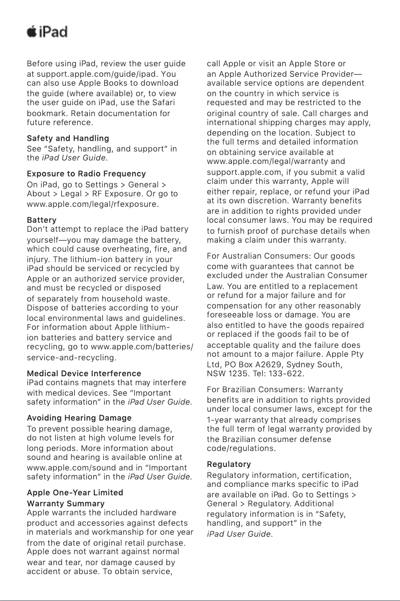 Page n°1 - Manuel utilisateur Apple iPad Mini (5th Gen)