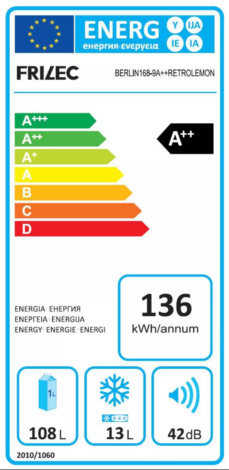 Page 1 de la notice Manuel utilisateur Frilec Berlin 168 9A++